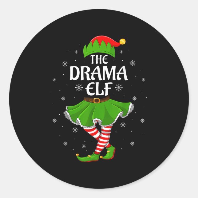 Drama Elf Christmas Family Girls Elf Squad X Runder Aufkleber (Vorderseite)