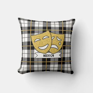 Drama-Ikonen aus Gold und Black Theater Pillow Kissen
