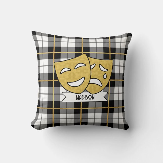 Drama-Ikonen aus Gold und Black Theater Pillow Kissen (Vorderseite)