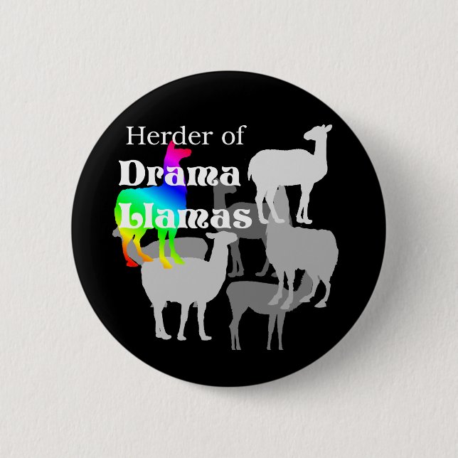 Drama-Lama-Hirten-Knopf Button (Vorderseite)