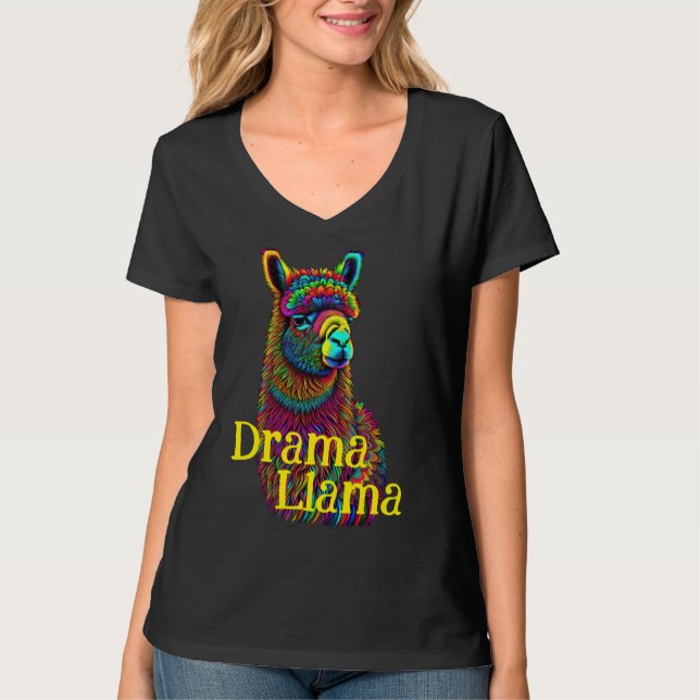 Drama Llama Psychedelic Color T-Shirt (Vorderseite)