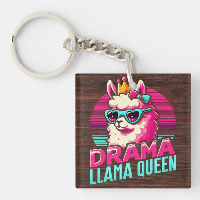 Drama Llama Queen for Llama Lovers for Women Girls Schlüsselanhänger (Vorderseite)