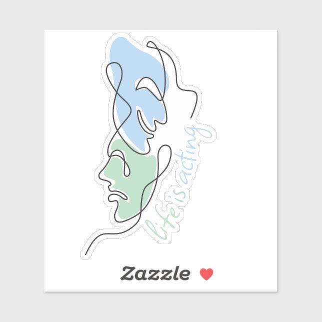 Drama Masken Custom Life ist Schauspiel Musical Th Aufkleber (Blatt)