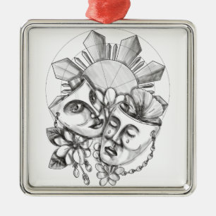 Drama-Masken-Hibiskus Sampaguita Blume Ornament Aus Metall