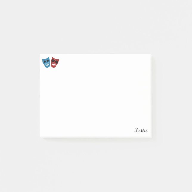 Drama Masken mit Sonnenbrille Post-it Klebezettel (Vorderseite)