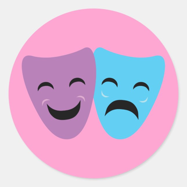 Drama Masks Runder Aufkleber (Vorderseite)