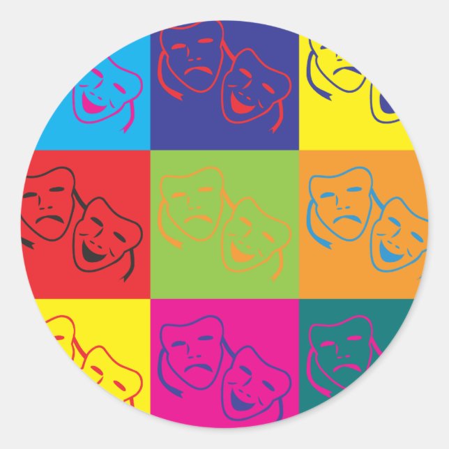 Drama Pop Art Runder Aufkleber (Vorderseite)