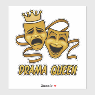 Drama Queen Comedy and Tragedy Gold Theater Maske Aufkleber