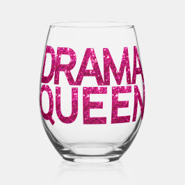 Drama Queen Hot Pink Glitzer Weinglas Ohne Stiel
