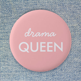 Drama Queen   Modernes, Niedliches Pink Stilvolles Button