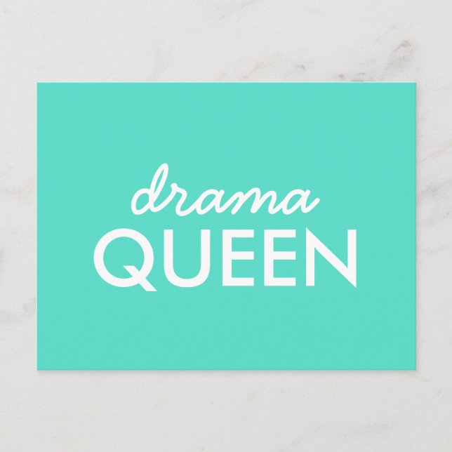 Drama Queen | Modernes, trendy Aqua Green Cooles Z Postkarte (Vorderseite)