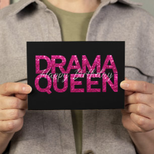 Drama Queen Pink Glitzer Geburtstagkarte Karte