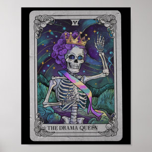 Drama Skeleton Queen Tarot Card Gothic Hexy Hall Poster