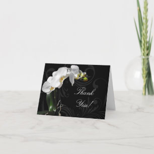 Dramatic Black and White Orchid Thank You Cards Dankeskarte