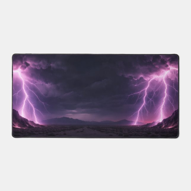 Dramatic Lightning Storm Desert Horizon Desk Mat Schreibtischunterlage (Vorderseite)