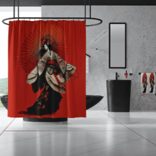 Dramatic Red and Black Kabuki Theater  Duschvorhang
