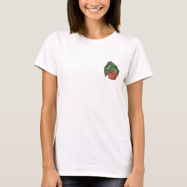 Dramatically Wilting Potted Plant Character T-Shirt (Vorderseite)