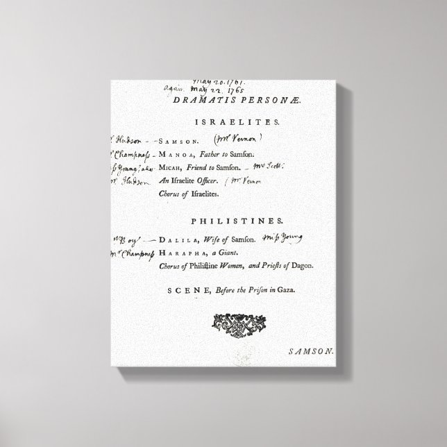 Dramatis Personae für Samson Leinwanddruck (Vorderseite)