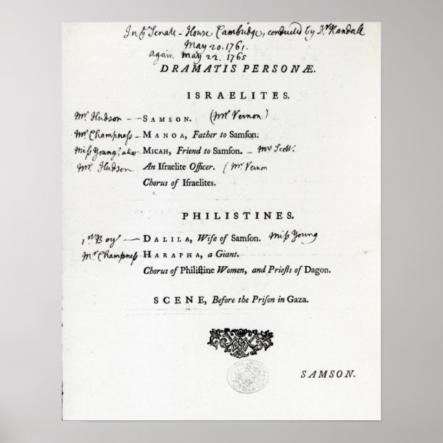 Dramatis Personae für Samson Poster (Vorne)