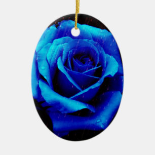 Dramatisch Blaue Rose Keramik Ornament
