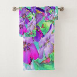 Dramatisch Psychedelische Magenta und violette Blu Badhandtuch Set