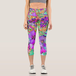 Dramatisch Psychedelische Magenta und violette Blu Capri Leggings