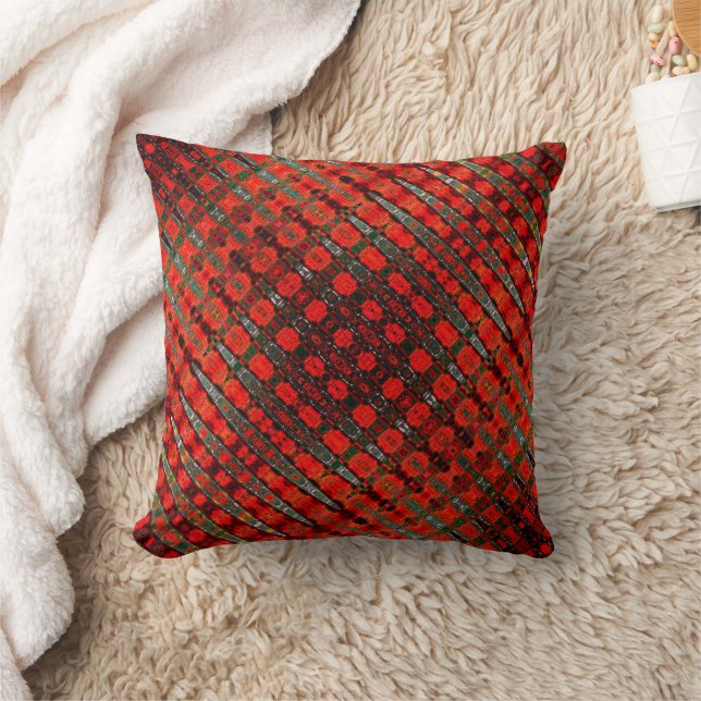 Dramatisch Red Sine Waves Funky Pattern Cotton Kissen (Decke)