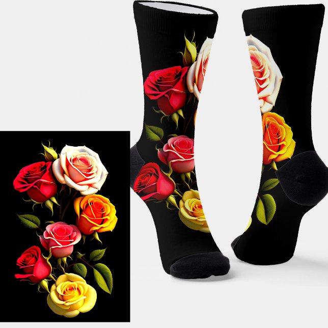 Dramatisch Rosa Gelbe Rosen auf schwarzen Socken (Von Creator hochgeladen)