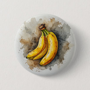 Dramatische Banane Wasserfarben Kunst Button