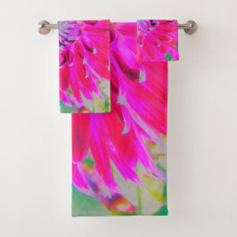 Dramatische Blume Crimson Red and Pink Dahlia Badhandtuch Set