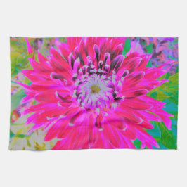 Dramatische Blume Crimson Red and Pink Dahlia Geschirrtuch