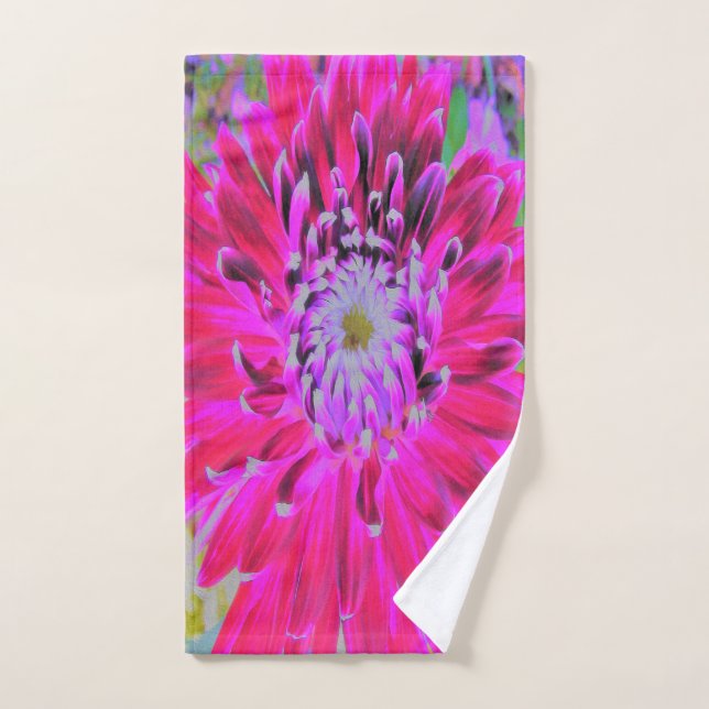 Dramatische Blume Crimson Red and Pink Dahlia Handtuch (Handtuch)