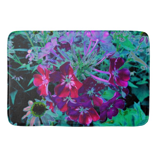 Dramatische Blume Rot, Lila und Rosa Garten Badematte (Vorderseite)