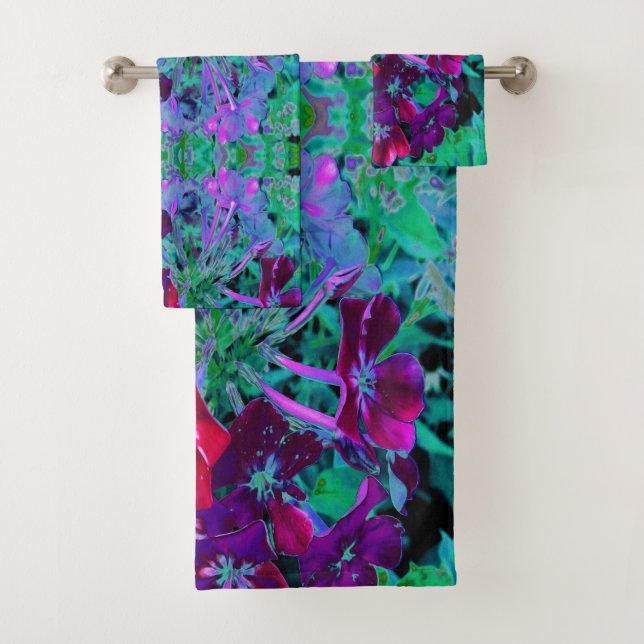 Dramatische Blume Rot, Lila und Rosa Garten Badhandtuch Set (Insitu)