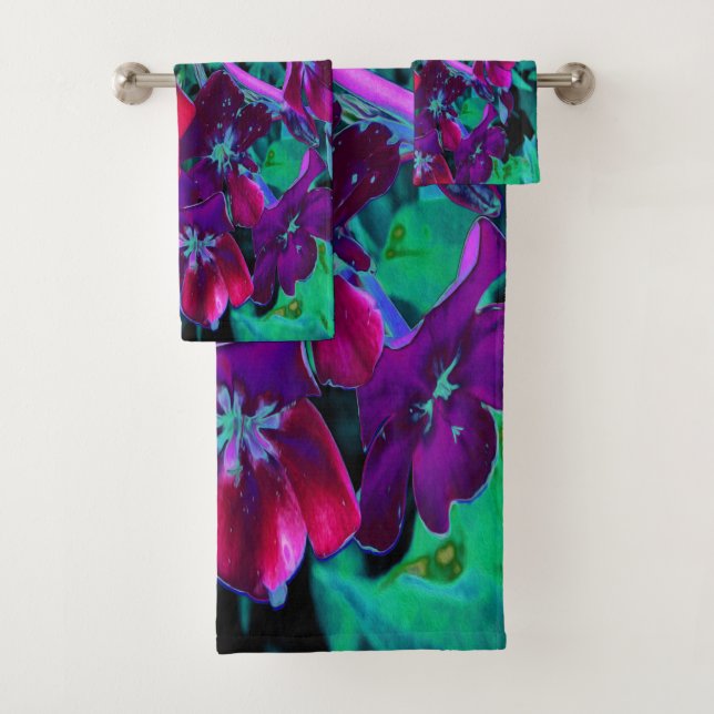Dramatische Blume Rot, Lila und Rosa Garten Badhandtuch Set (Insitu)
