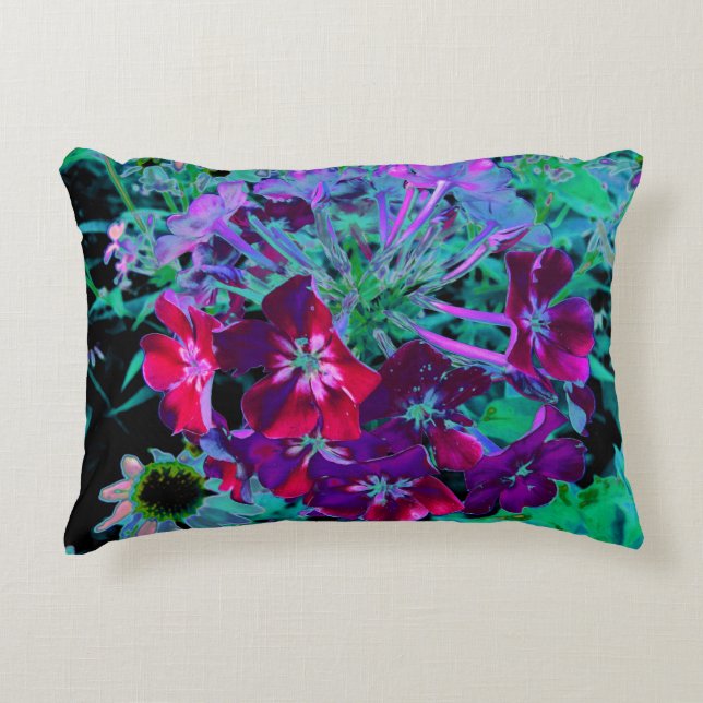 Dramatische Blume Rot, Lila und Rosa Garten Dekokissen (Vorderseite)