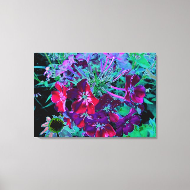Dramatische Blume Rot, Lila und Rosa Garten Leinwanddruck (Vorderseite)