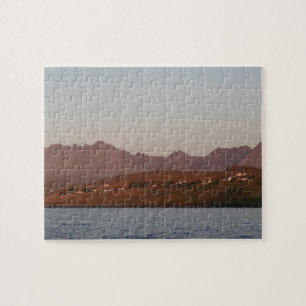 Dramatische Cuillin Hills Roter Himmel Sonnenunter Puzzle