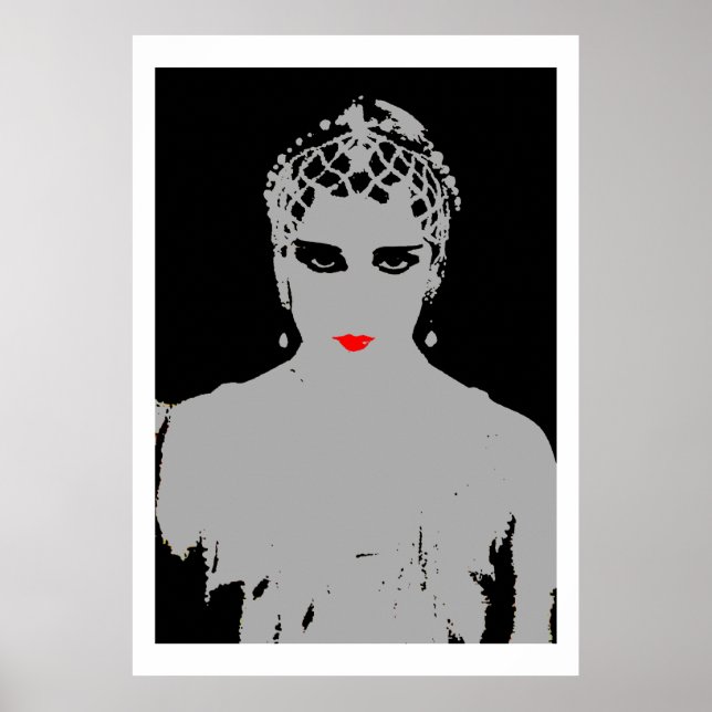 Dramatische Frau mit roten Lippen Poster (Vorne)