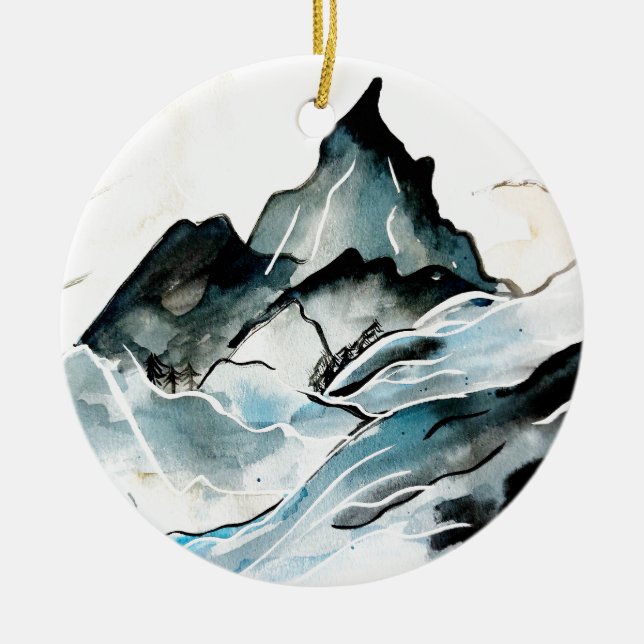 Dramatische Gebirgsschmuck Keramik Ornament (Vorne)