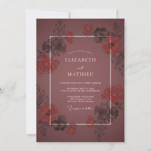 Dramatische herbstliche Hochzeit in Mauve Einladung