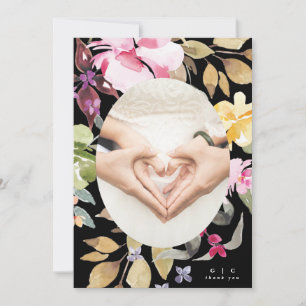 Dramatische Hochzeit der Wasserfarben Florals Dankeskarte