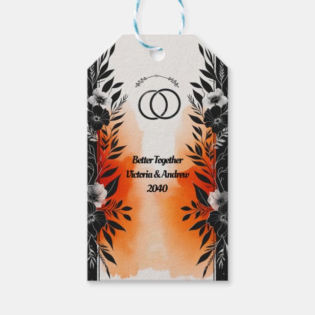 Dramatische Hochzeit mit schwarzem Orangen Geschenkanhänger (Vorderseite)