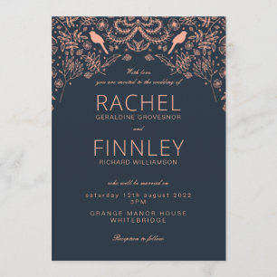 Dramatische Hochzeitseinladung Marine und Korallen Einladung