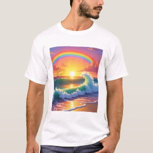 Dramatische karmesinrote Sonnenuntergangs-Ozeanwel T-Shirt