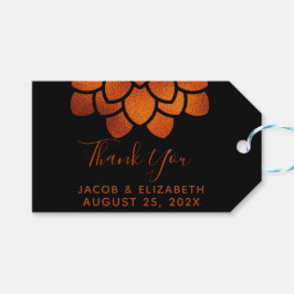 Dramatische Kupfer-Blume auf Schwarz Danke Geschenkanhänger