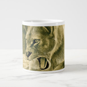 Dramatische Löwinnen-Safari-Wildlife-Kunst Jumbo-Tasse