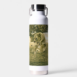 Dramatische Löwinnen-Safari-Wildnis-Kunst Trinkflasche