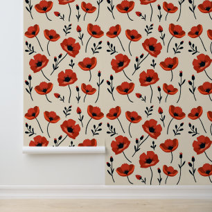 Dramatische Mohnensammlung   Minimalistisch botani Tapete