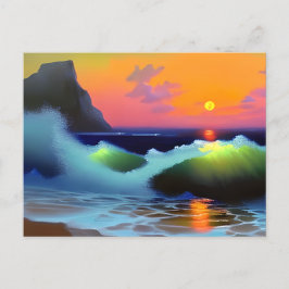 Dramatische Ozeanwellen und Sonnenuntergänge Postkarte
